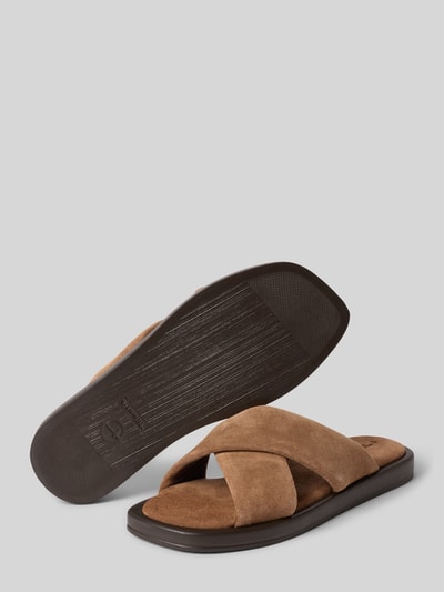 Tamaris Pantoletten aus echtem Veloursleder Hellbraun 4