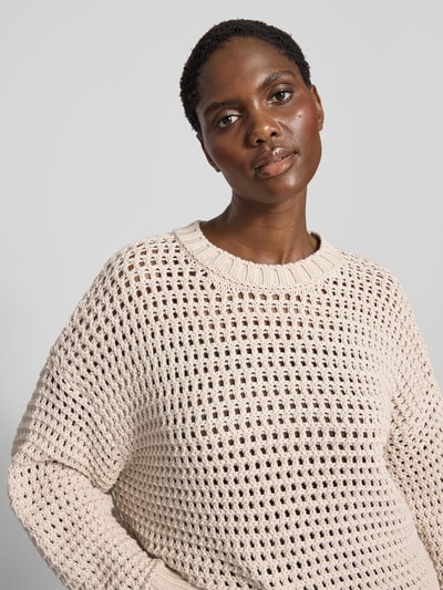 Juvia Relaxed Fit Pullover mit Lockmuster Sand 3
