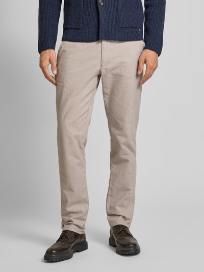 Christian Berg Men Regular fit chino met structuurmotief Lichtbruin - 4