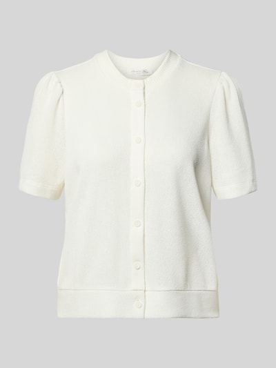 Produktfoto, Strickshirt aus Viskose-Mix mit Knopfleiste von Christian Berg Woman in Creme, Regular Fit, Rundhalsausschnitt, strukturierte Oberfläche
