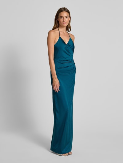 Jake*s Cocktail Abendkleid mit gekreuzten Trägern und V-Ausschnitt Petrol 1