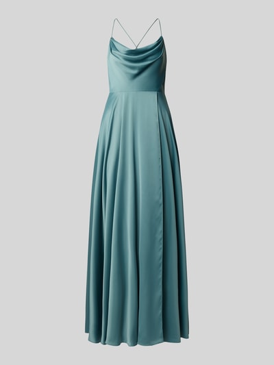 Produktfoto, Abendkleid aus Satin mit Wasserfall-Ausschnitt von Vera Mont, satyna, linia a, długa sukienka, długość tyłu w rozmiarze 36: 129 cm, szerokość w rozmiarze 36: 31 cm