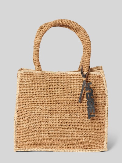 PUR-SET Tote bag met labeldetail, model 'Raphia' Ecru - 2