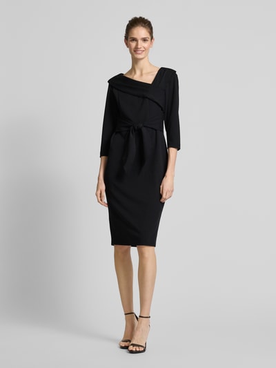 Adrianna Papell Knielanges Cocktailkleid mit Bindegürtel Black 1