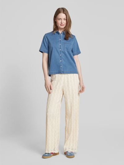 Vila Wide leg stoffen broek met structuurmotief, model 'LUMENA' Offwhite - 1