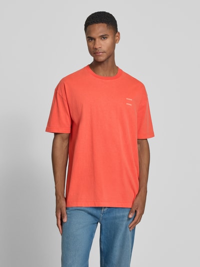 Samsøe Samsøe t-shirt z nadrukiem z logo model 'JOEL' Jasnoczerwony 4