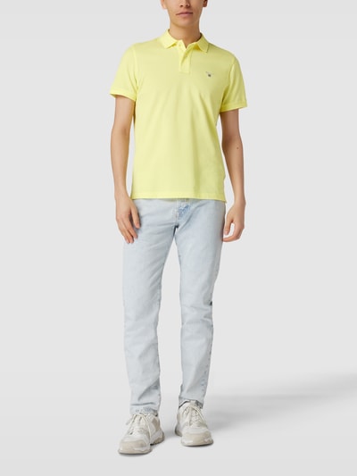 Gant Regular fit poloshirt met labelstitching Geel - 1