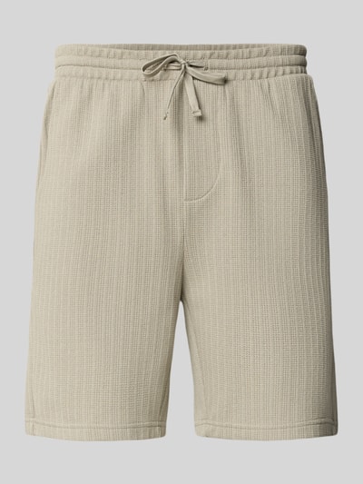 Produktfoto, Regular Fit Bermudas aus strukturiertem Material Modell 'TREY LIFE' von Only & Sons in Beige, unifarben, elastischer Bund, seitliche Eingrifftaschen, Gesäßtasche, Tunnelzug.