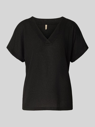 Soyaconcept Regular Fit T-Shirt mit V-Ausschnitt Modell 'DELIA' Black 2