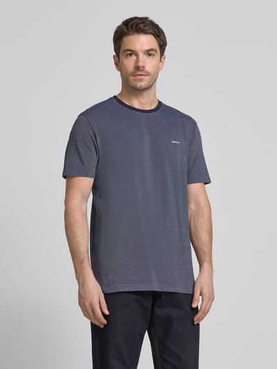 Gant T-Shirt mit Strukturmuster Marine 4