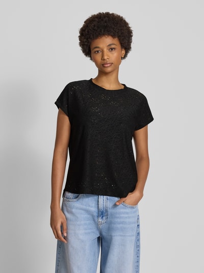 Only Regular fit T-shirt met etskanteffect model 'SMILLA' Zwart - 4