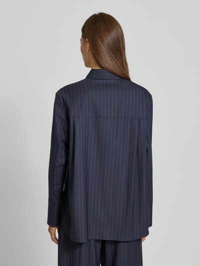 Windsor Bluzka koszulowa o kroju regular fit z wiskozy żywej wełny z listwą guzikową Granatowy 5