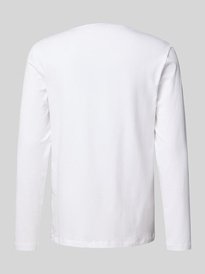 Produktfoto, weißes Longsleeve mit Logo und Rundhalsausschnitt von JOOP! Collection, Relaxed Fit, Baumwoll-Elasthan-Mix, glatte Struktur