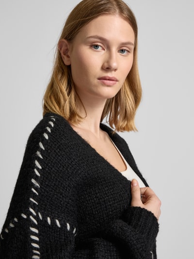 Vero Moda Loose Fit Cardigan mit Kontrastnähten Modell 'FENG' Metallic Black 3