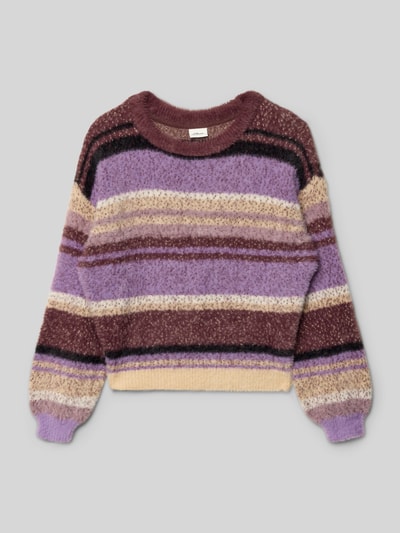 s.Oliver RED LABEL Sweter z dzianiny o kroju regular fit z wielokolorowym wzorem Bordowy 1