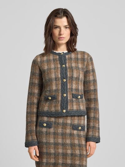 JOOP! Gebreid jack van alpacamix met ronde hals, model 'KEA' Middenbruin - 4