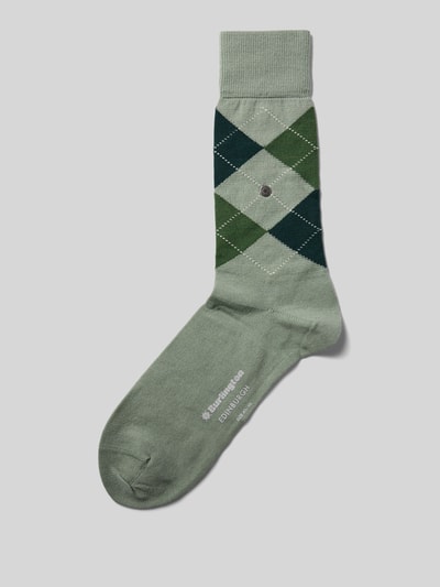 Burlington Sokken van scheerwolmix met labeldetail Groen - 1