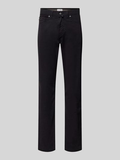Produktfoto, Straight Fit Chino aus elastischem katoenmix Model 'Lyon' van Pierre Cardin, zwarte broek, 5-pocketmodel, riemlussen, knoop- en ritssluiting, bandwijdte maat 32/34: 41 cm, binnenbeenlengte: 86 cm