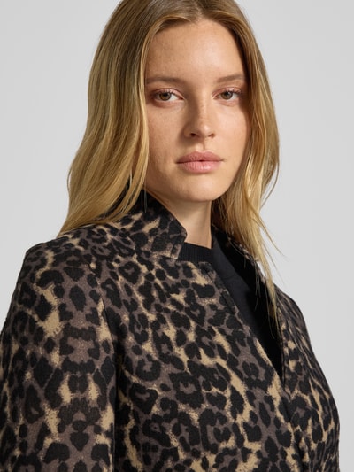 Vero Moda Regular fit lange jas met dierenprint, model 'BRUSHEDKATRINELEO' Olijfgroen - 3