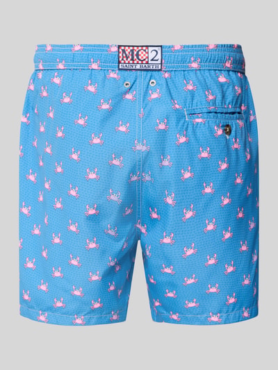Produktfoto, Badehose im Allover-Look Modell 'LIGHTING MICRO FANTASY' von MC2 Saint Barth in Blau mit rosa Muster, elastischer Bund, Regular Fit, Textur glatt