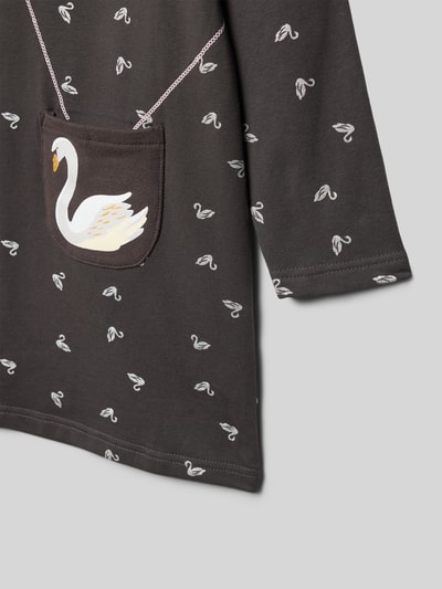 Blue Seven Sukienka mini z prążkowanym, okrągłym dekoltem Grafitowy 2