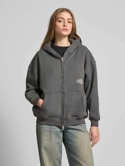 ANOTHER COTTON LAB Sweatjacke mit Statement-Print Modell 'Live in Balance' Graphit 4