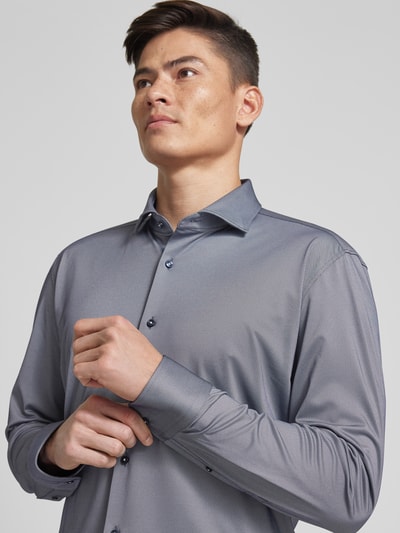BOSS Slim fit zakelijk overhemd met kentkraag Marineblauw - 3