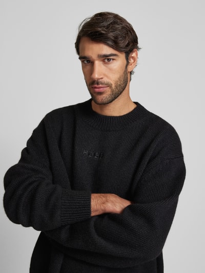 HUGO Oversized Wollpullover mit Label-Stitching Modell 'Seese' Black 3