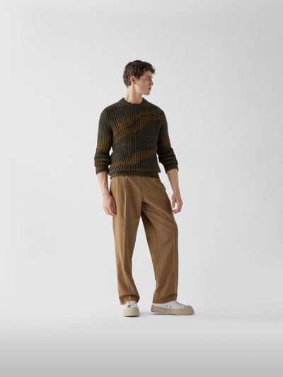 Roberto Collina Pullover mit Kontraststreifen Dunkelgrün 1