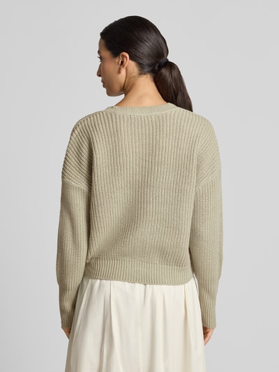 VERO MODA kardigan rozpinany o kroju oversized z dekoltem w serek model 'LEA' Limonkowy 5