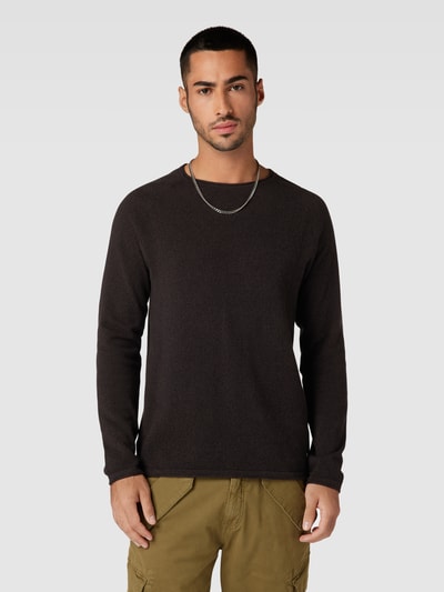 Jack & Jones Gebreide pullover met labelpatch, model 'HILL' Donkerbruin - 4