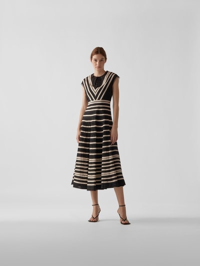 RED Valentino Maxikleid mit Streifenmuster Schwarz 1