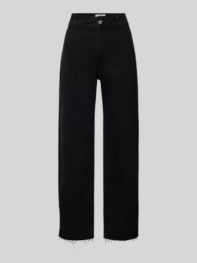 Mango Wide Leg Jeans mit Fransen Modell 'CATHERIN' Black 2