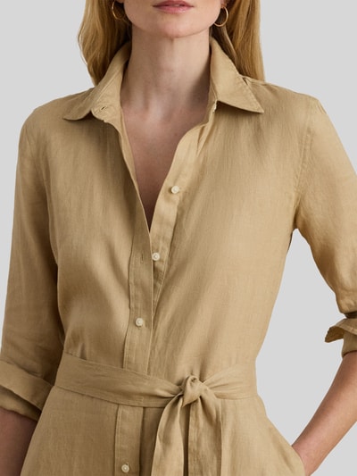 Lauren Ralph Lauren Tailliertes Freizeitkleid aus reinem Leinen Beige 3