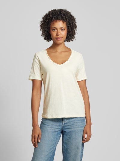 Scotch & Soda T-Shirt mit abgerundeter V-Ausschnitt Offwhite 4