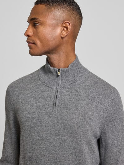 BOSS Regular fit gebreide pullover van een mix van scheerwol en kasjmier, model 'HEMARLO' Middengrijs - 3