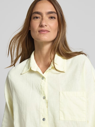 VILLA SOPHIE Bluzka krótka z mieszanki lnu i bawełny model ‘Quinn’ Jasnożółty 3