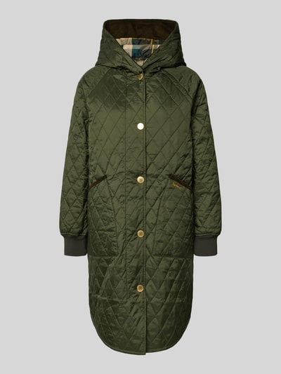 Barbour Relaxed fit gewateerde lange jas met corduroy, model 'HILARY' Olijfgroen - 2