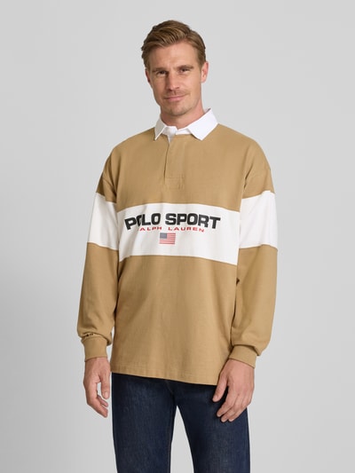 Polo Ralph Lauren Sweatshirt mit Polokragen und Label-Print Khaki 4