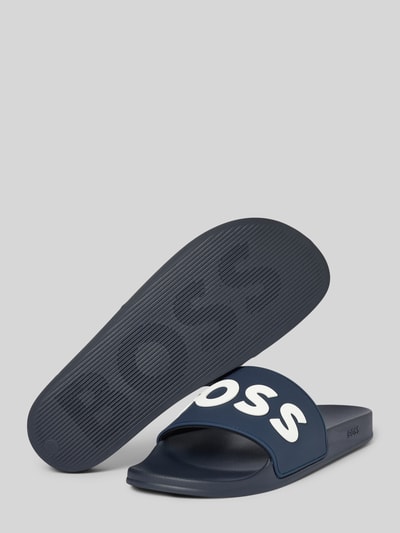 BOSS Slippers met labelprint, model 'Kirk' Donkerblauw - 4