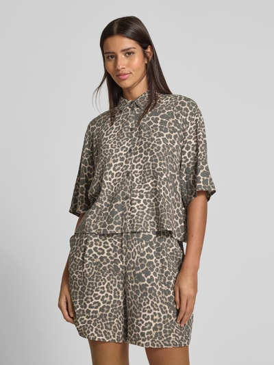 Jake*s Casual Relaxed Fit Hemdbluse aus Viskose-Leinen-Mix Sand 4