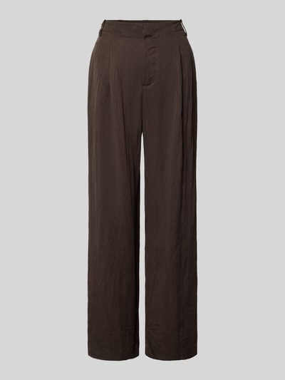 Produktfoto, Hose aus Lyocell-Mix mit Paspeltaschen Modell 'ADRIAN' von Mango, Regular-Fit, braune Farbe, glatte Textur, Damen, Eingrifftaschen, Bundweite 37 cm, Innenbeinlänge 79 cm, Größe 36.