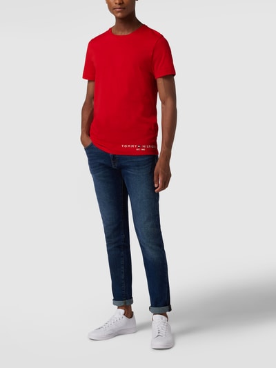 Tommy Hilfiger T-shirt van biologisch katoen met labelprint Rood - 1