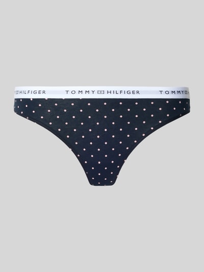 Produktfoto, Stringi aus Baumwoll-Mix von Tommy Hilfiger, wzór w grochy na całej powierzchni, pas z logo, elastyczny, czarny, mieszanka bawełny