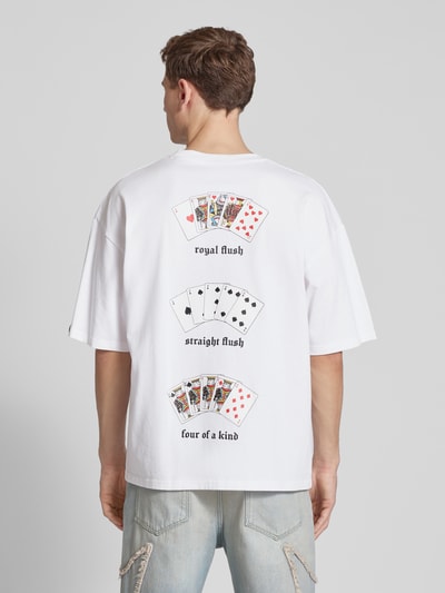 REVIEW T-Shirt mit Label- und Motiv-Print Weiss 5