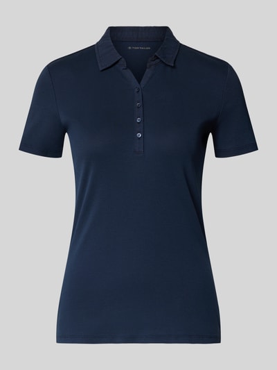 Produktfoto, Regular Fit Poloshirt aus reiner Baumwolle von Tom Tailor, krój regular fit, jednolity kolor, krótki rękaw, jersey, kołnierzyk polo, dekolt V z krótką listwą guzikową