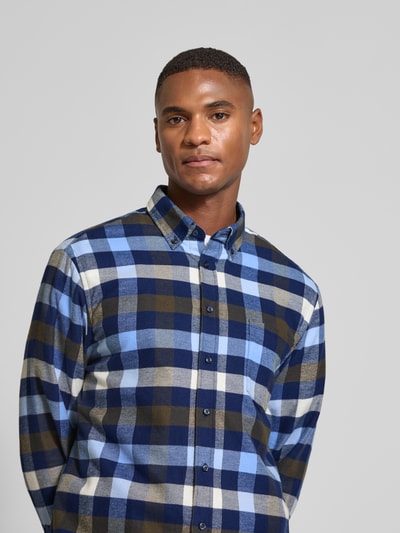 Christian Berg Men Regular fit vrijetijdsoverhemd van biologische katoenmix Marineblauw - 3