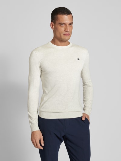Scotch & Soda Strickpullover mit Logo-Stitching Modell 'Essentials' Hellgrau 4