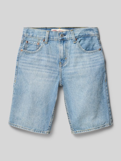 Produktfoto, Loose Fit Jeansshorts aus reiner Baumwolle Modell 'SKATE SHORT' von Levi’s® Kids, hellblauer Denim, 5-Pocket-Design, Kontrastnähte, Label Patch, Knopfverschluss, Gürtelschlaufen, strukturierte Baumwolloberfläche