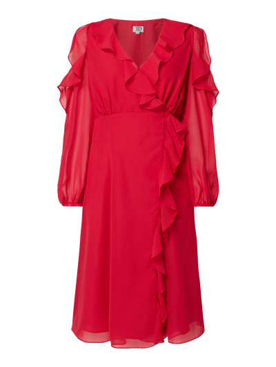 TRUE DECADENCE Cold Shoulder Wickelkleid mit Volantbesatz Dunkelrot 2